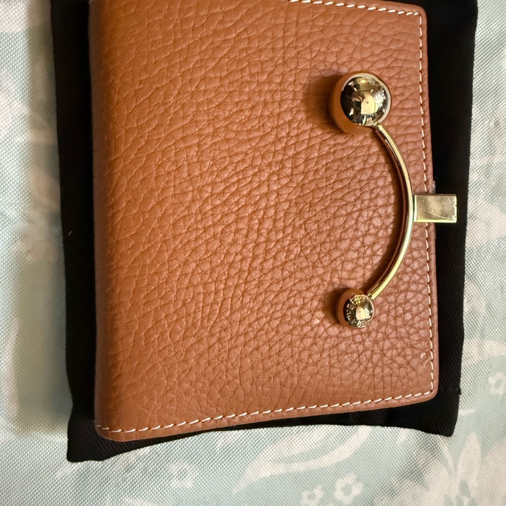 Brown Leather Wallet with Gold Accent